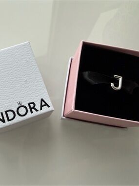 New Pandora Silver Letter 'J' Charm with box